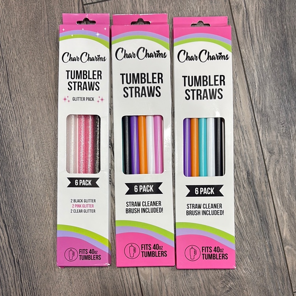 Char Charms Tumbler Straws 6 Pack all 3! 40oz cup straws